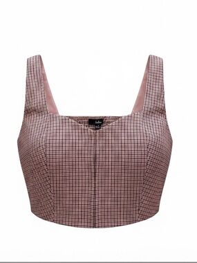 Lulus Pink Gingham Corset Crop Top Size M Bustier Coquette Summer